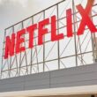 Netflix logo on building