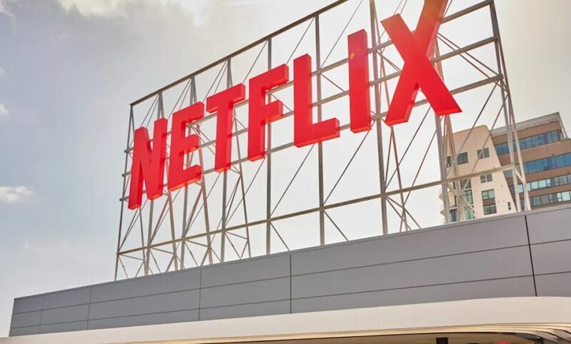 Netflix logo on building