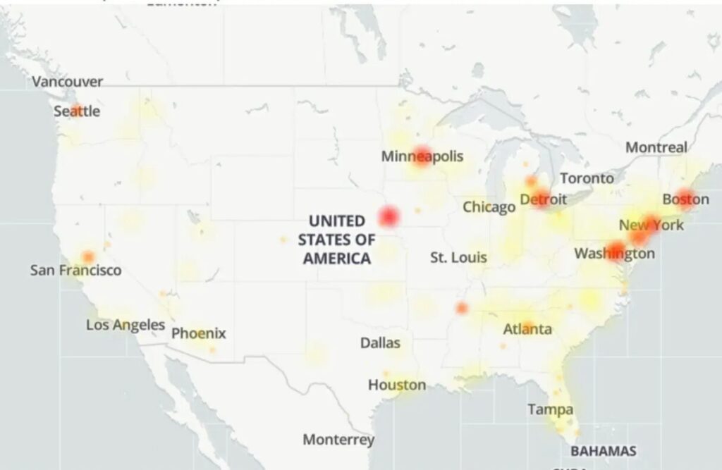Verizon outage map across US