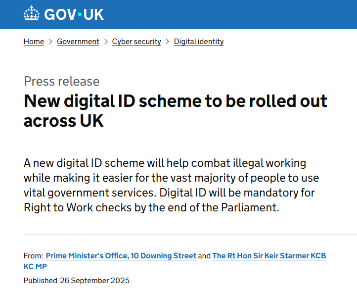 Government press release on digital ID rollout