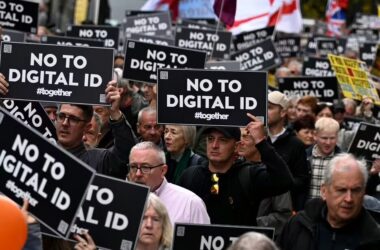UK population protesting Digital ID rollout