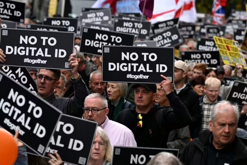 UK population protesting Digital ID rollout