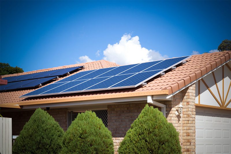 solar panels on the roof houses