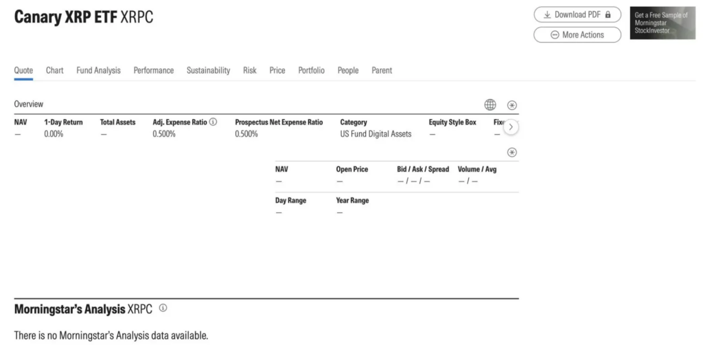 trading actually started today under the ticker XRPC