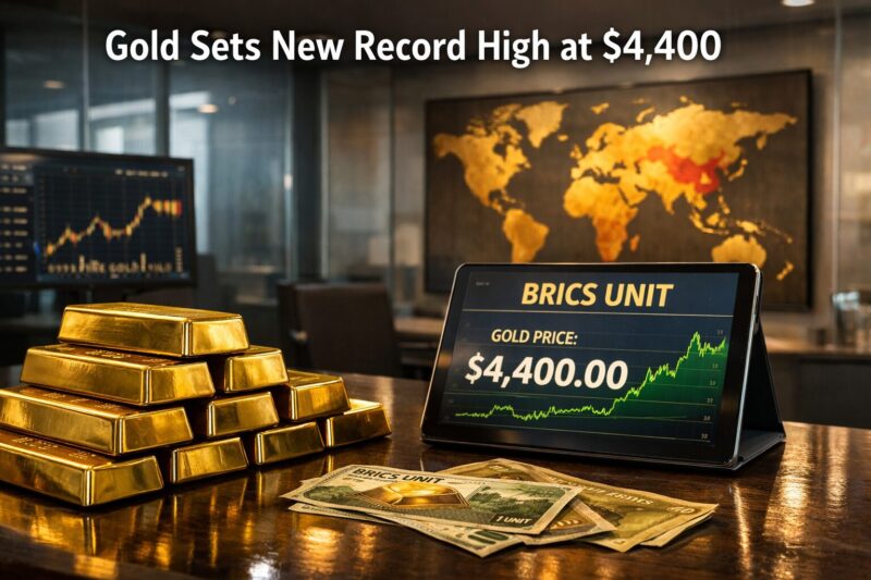 Gold Sets New Record High at $4,400 as BRICS Move Away From Dollar