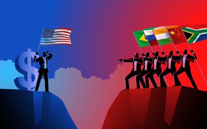 BRICS US Dollar Flags