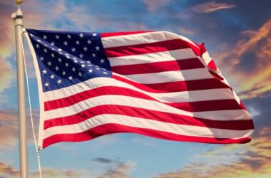 usa flag flying on pole