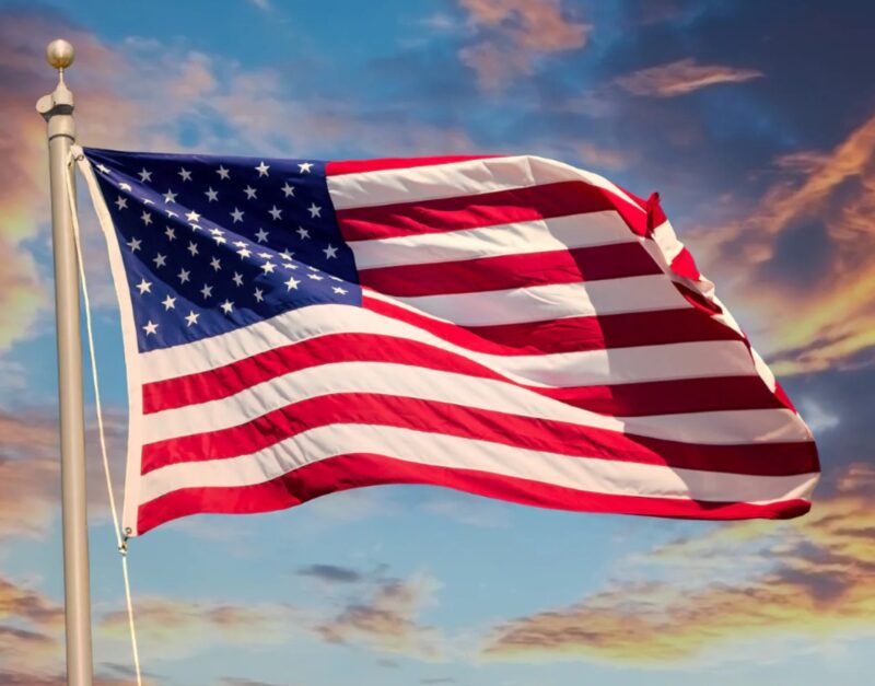 usa flag flying on pole
