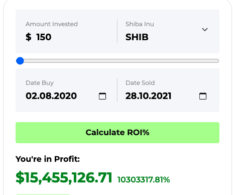 Shiba Inu ROI calculator
