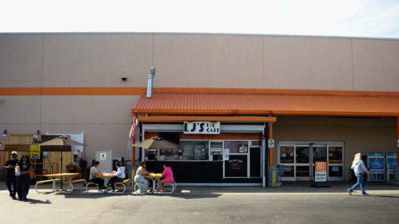 LJs Lil Cafe shed home decor parking lot burrito