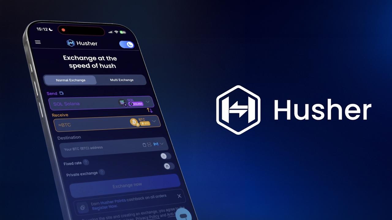 Husher Launches Instant Crypto Swap Platform With 2-Second Settlement and No-KYC Access